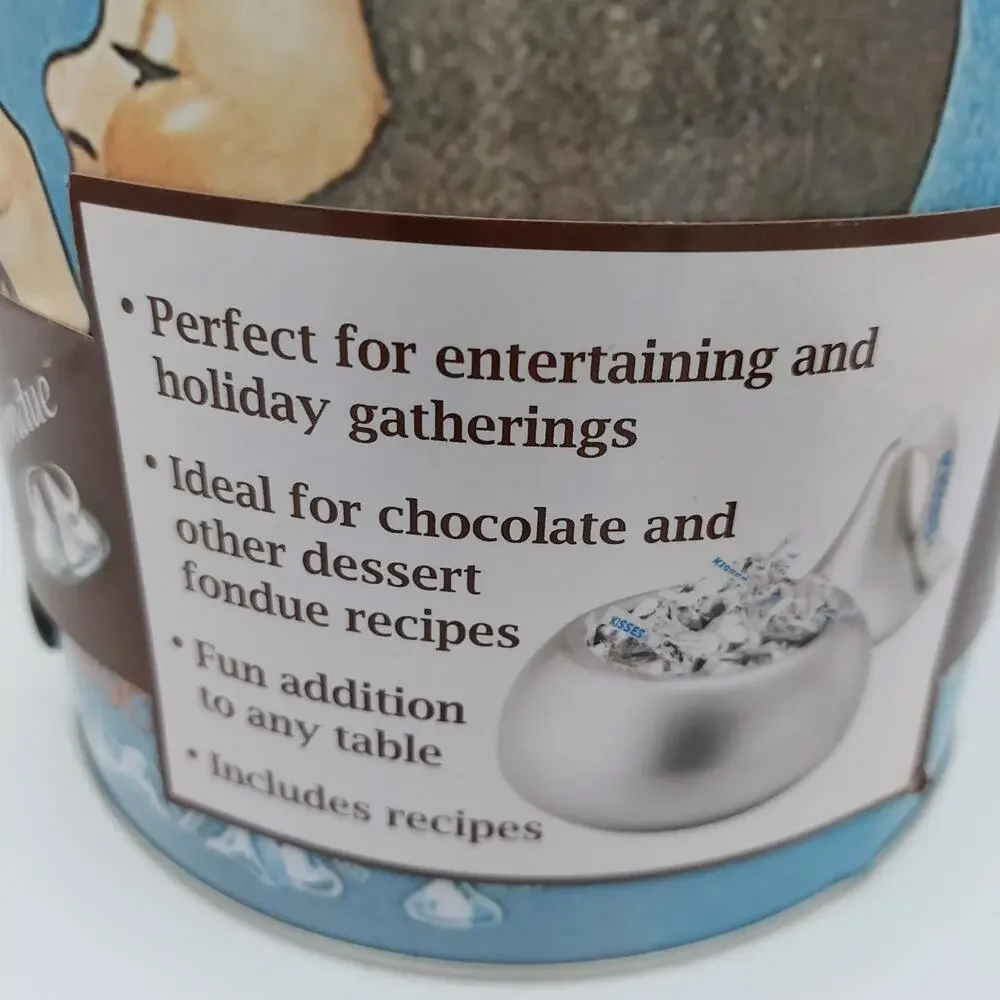 2008 Hershey's Kisses 100th Anniversary Fondue Set Ceramic Silver Pot Tin Forks